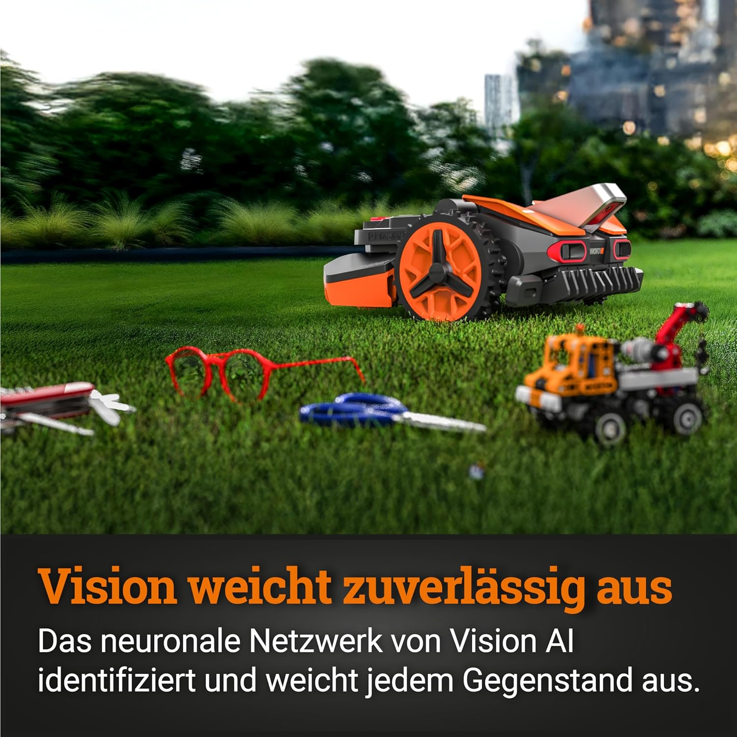 WORX Vision L1600 Mähroboter 1600 m² ohne Kabel, KI & Igelschutz